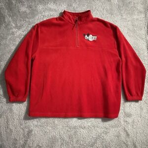 Disney Fleece Jacket Womens 2XL Quarter Zip Pullover Mickey Mouse‎ Red Vintage
